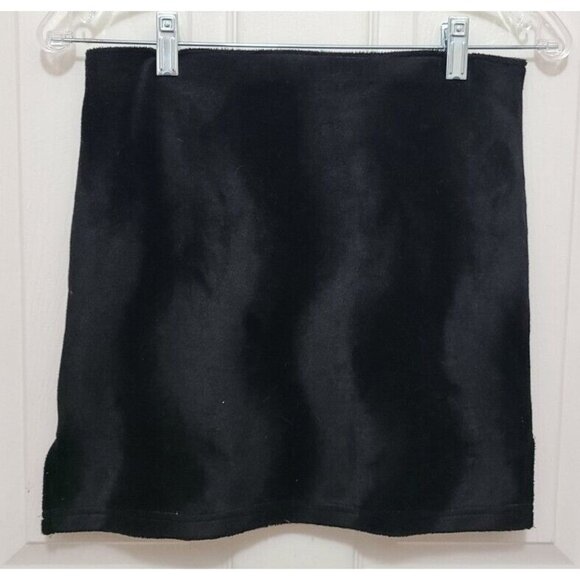 Vtg 90s Y2K Steven Paul Women's Mini Skirt Faux Fur/Crushed Velvet Black Size 4 - Picture 1 of 8